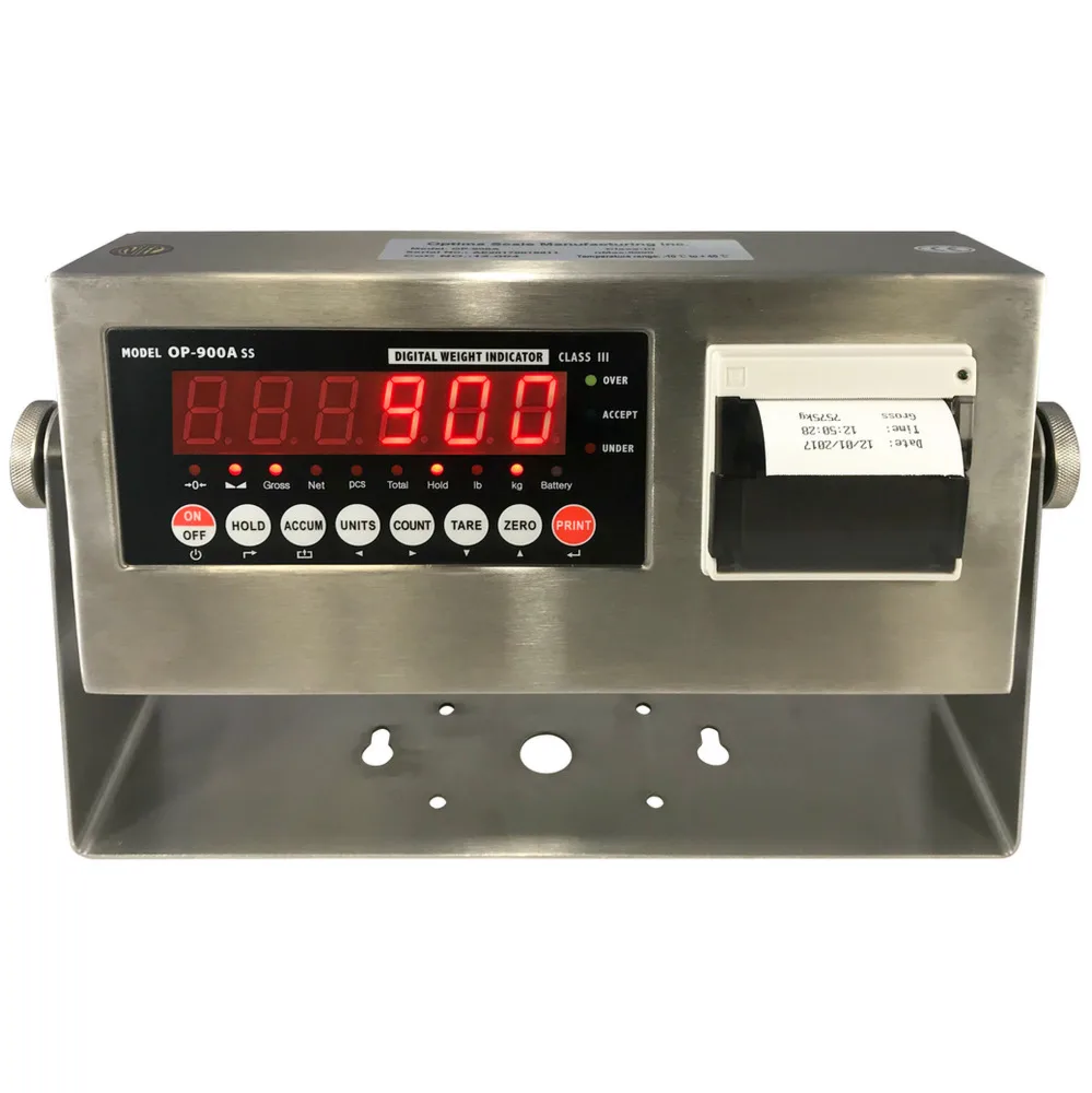 Optima Scale OP-900A-SS-P, Indicador inoxidable con impresora