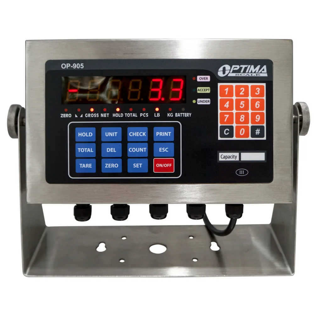 Optima Scale OP-905, Indicador con teclado numérico completo