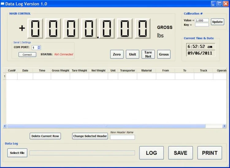 Optima Scale OPPL-S, Software de registro de pesadas