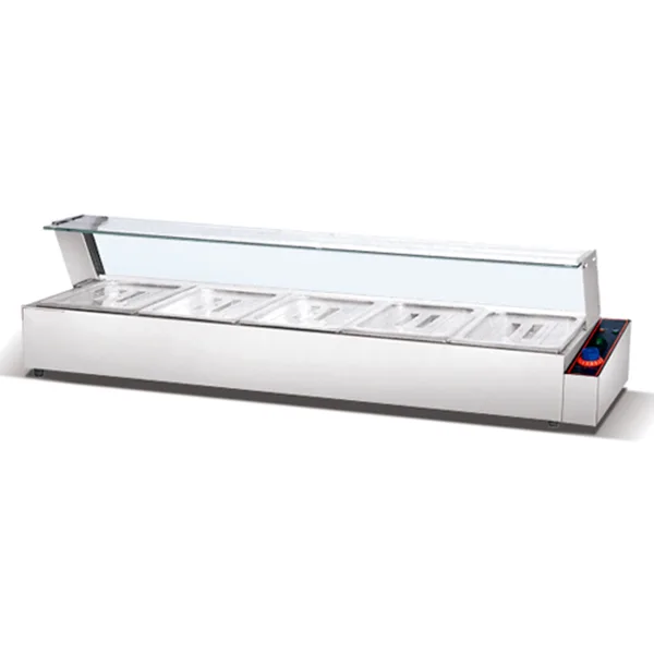 Shinelong Baño María eléctrico 1450, Baño María eléctrico largo de 6 recipientes 1/2, ancho