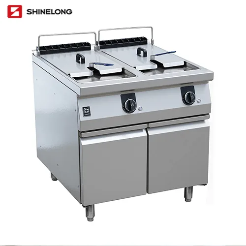 Shinelong FLFR7580EC, Freidora eléctrica de 2 cubas con gabinete