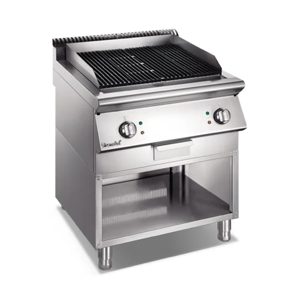Shinelong Serie X parrilla eléctrica con gabinete, Parrilla eléctrica de piedra de lava con gabinete abierto