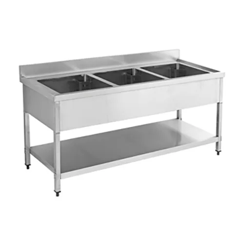 Shinelong TS041-1, Fregadero de 3 tinas 1.500 × 600 mm con entrepaño